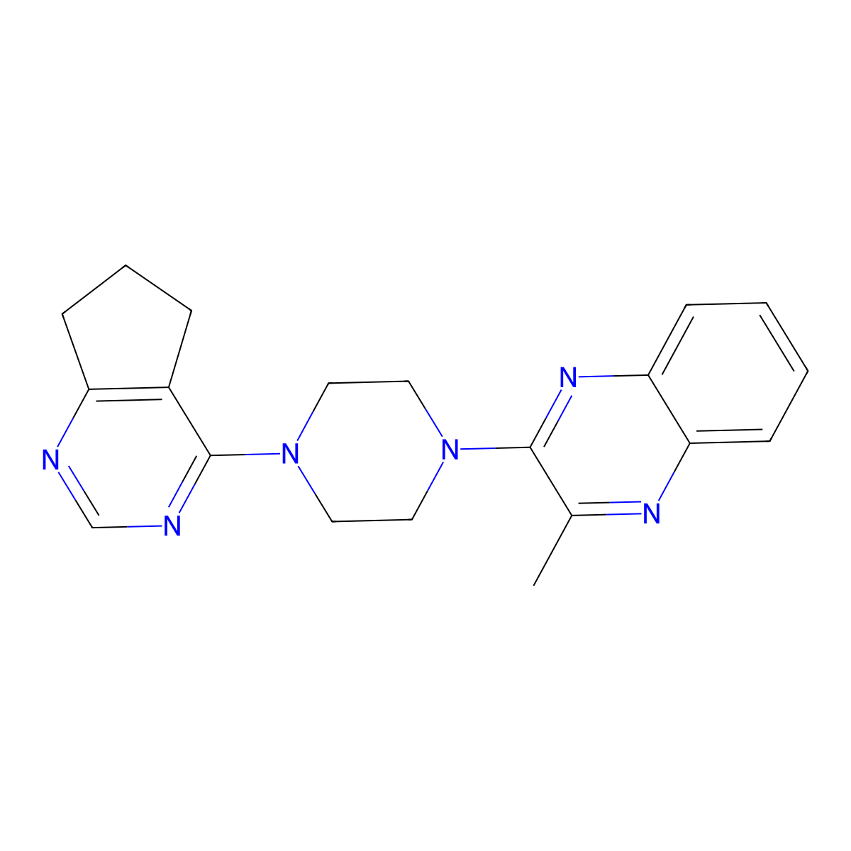 2-(4-{5H,6H,7H-cyclopenta[d]pyrimidin-4-yl}piperazin-1-yl)-3-methylquinoxaline molecular structure, CAS 2415512-03-5