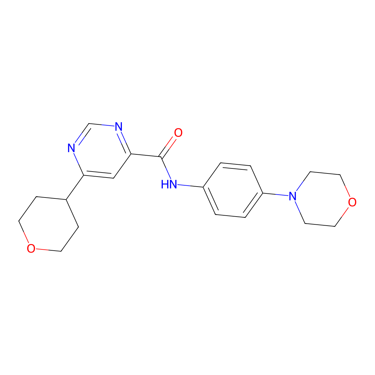 N-[4-(morpholin-4-yl)phenyl]-6-(oxan-4-yl)pyrimidine-4-carboxamide molecular structure, CAS 2415512-06-8