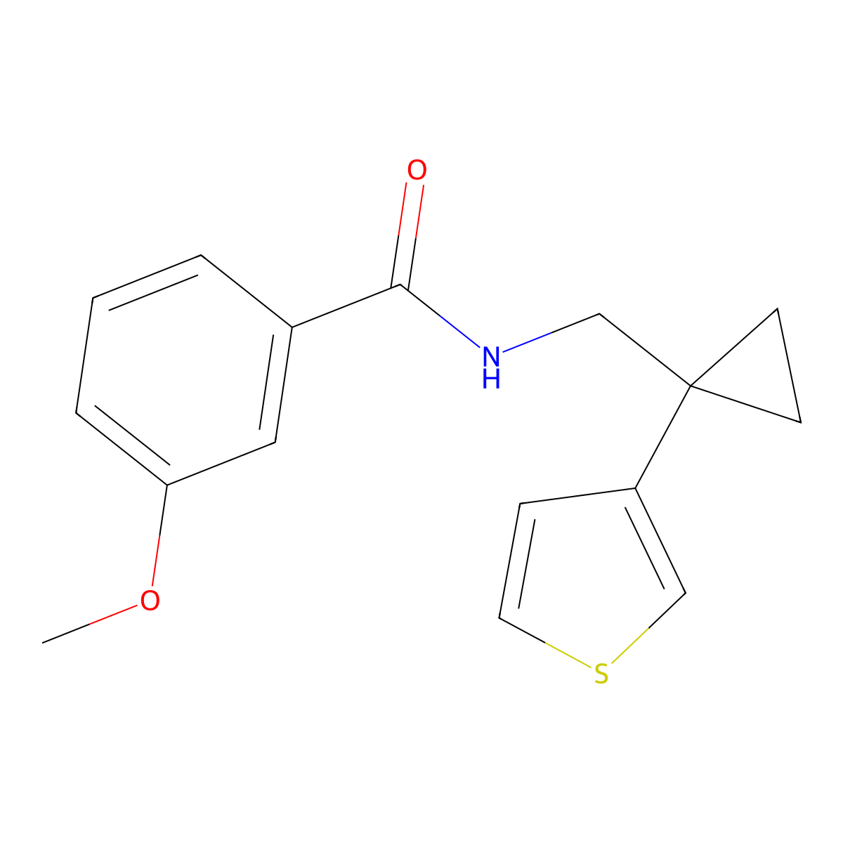 3-methoxy-N-{[1-(thiophen-3-yl)cyclopropyl]methyl}benzamide molecular structure, CAS 2415512-15-9