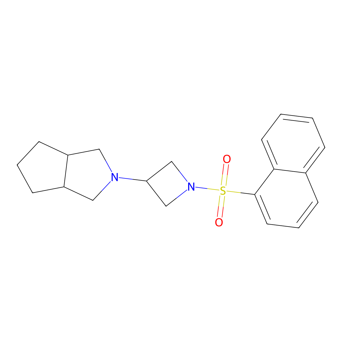 1-(Naphthalene-1-sulfonyl)-3-{octahydrocyclopenta[c]pyrrol-2-yl}azetidine molecular structure, CAS 2415512-23-9