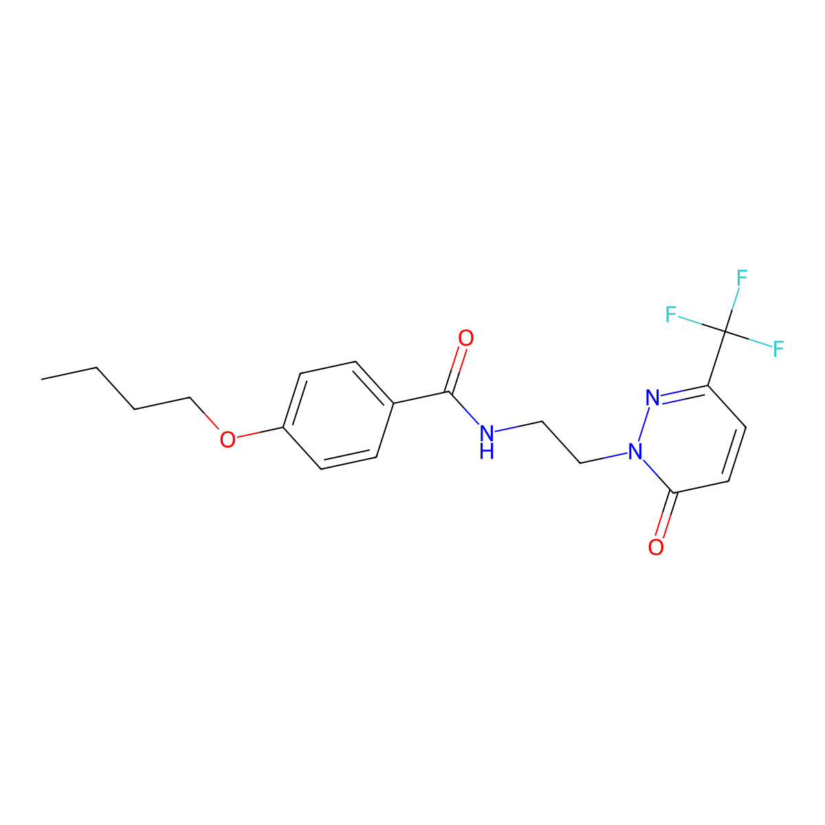 4-butoxy-N-{2-[6-oxo-3-(trifluoromethyl)-1,6-dihydropyridazin-1-yl]ethyl}benzamide molecular structure, CAS 2415512-29-5