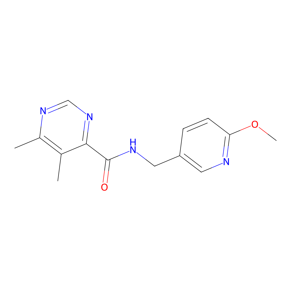 N-[(6-Methoxypyridin-3-yl)methyl]-5,6-dimethylpyrimidine-4-carboxamide molecular structure, CAS 2415512-32-0