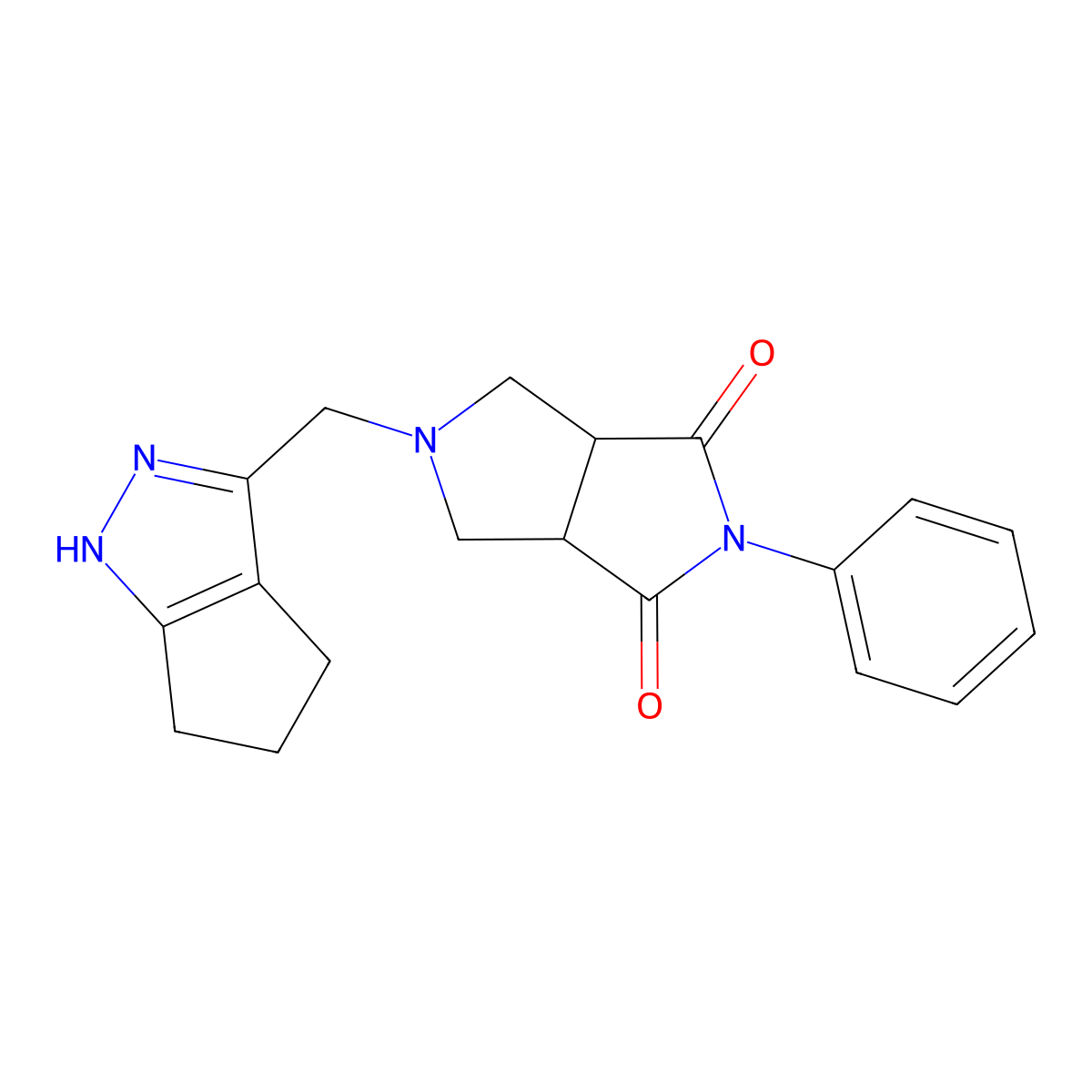 5-({1H,4H,5H,6H-cyclopenta[c]pyrazol-3-yl}methyl)-2-phenyl-octahydropyrrolo[3,4-c]pyrrole-1,3-dione molecular structure, CAS 2415512-39-7
