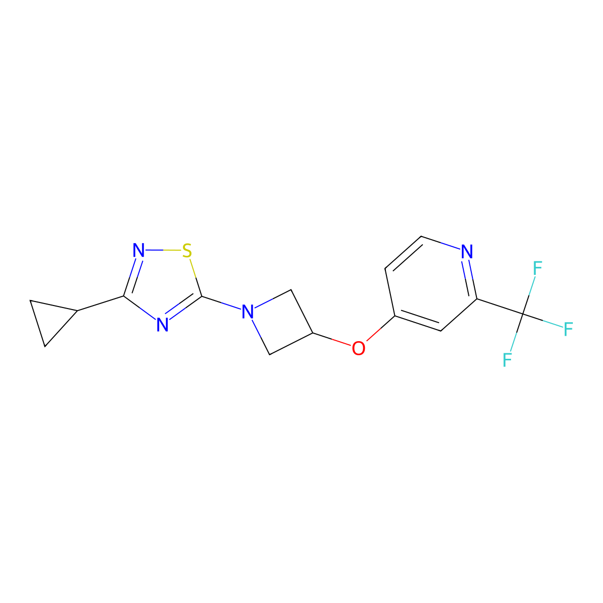 4-{[1-(3-Cyclopropyl-1,2,4-thiadiazol-5-yl)azetidin-3-yl]oxy}-2-(trifluoromethyl)pyridine molecular structure, CAS 2415512-40-0