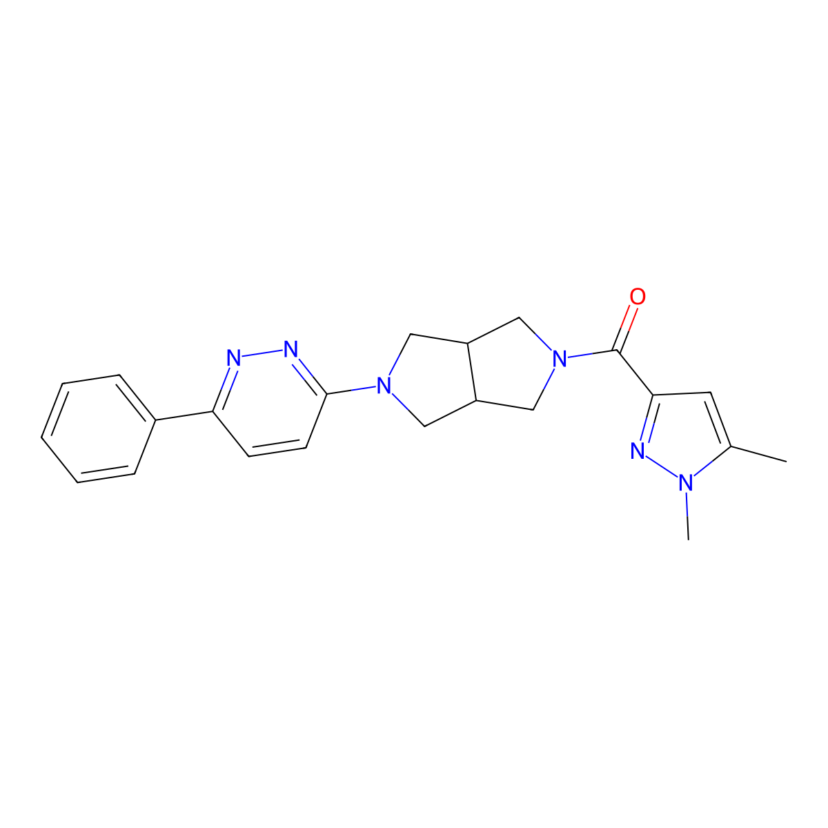 3-[5-(1,5-dimethyl-1H-pyrazole-3-carbonyl)-octahydropyrrolo[3,4-c]pyrrol-2-yl]-6-phenylpyridazine molecular structure, CAS 2415512-46-6