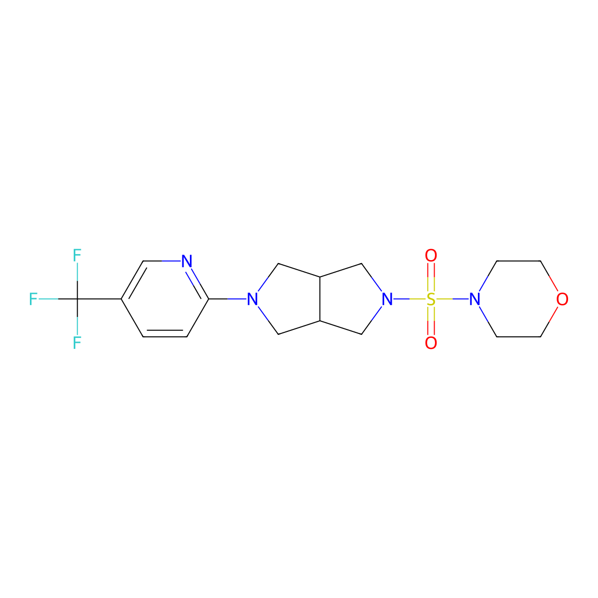 4-({5-[5-(Trifluoromethyl)pyridin-2-yl]-octahydropyrrolo[3,4-c]pyrrol-2-yl}sulfonyl)morpholine molecular structure, CAS 2415512-50-2