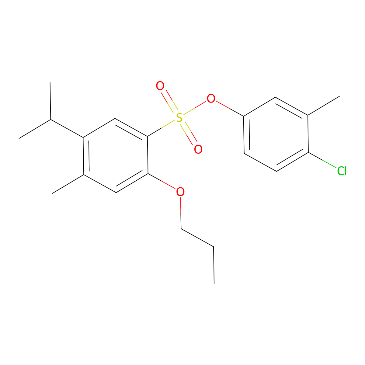 4-Chloro-3-methylphenyl 4-methyl-5-(propan-2-yl)-2-propoxybenzene-1-sulfonate molecular structure, CAS 2415512-54-6