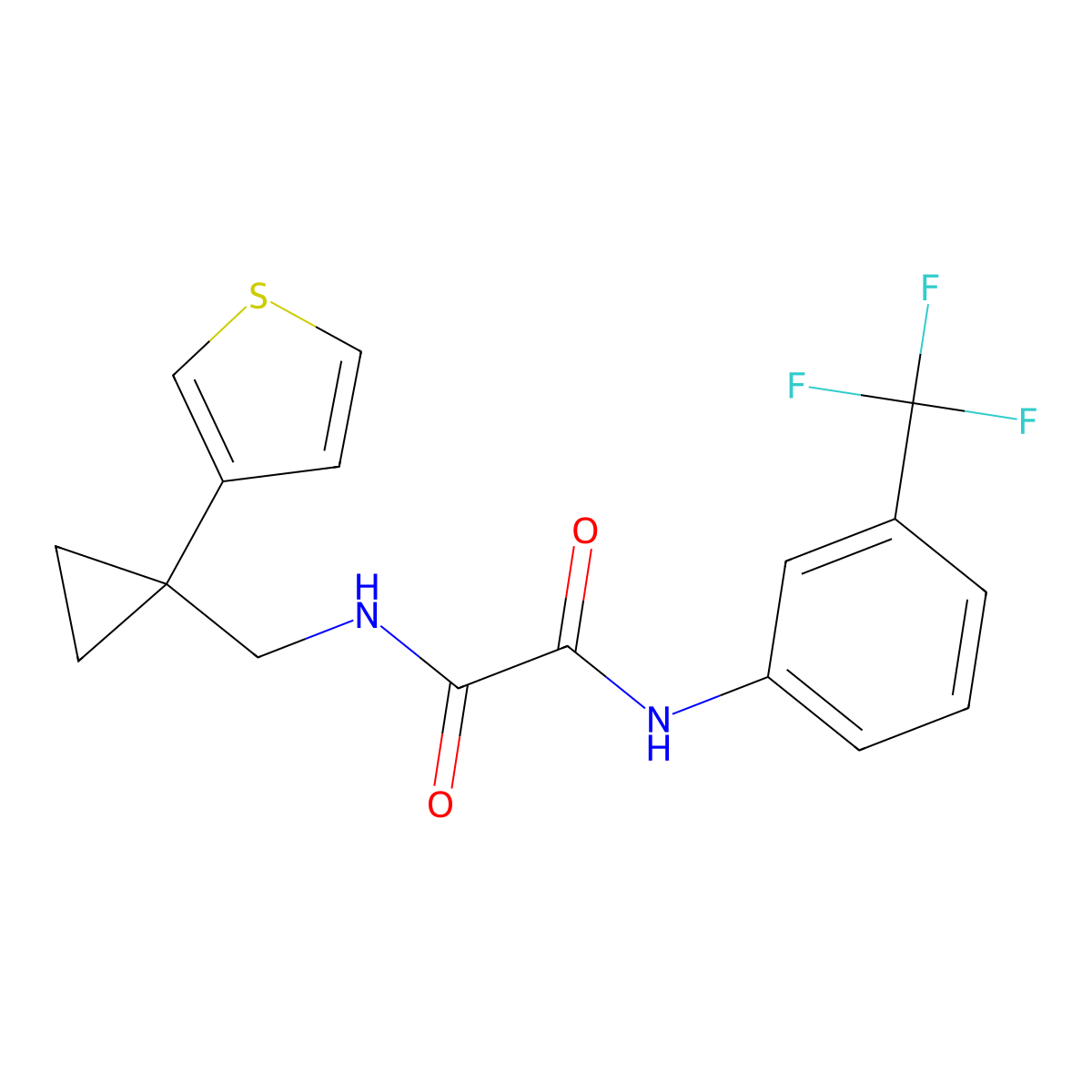 N-{[1-(thiophen-3-yl)cyclopropyl]methyl}-N'-[3-(trifluoromethyl)phenyl]ethanediamide molecular structure, CAS 2415512-57-9