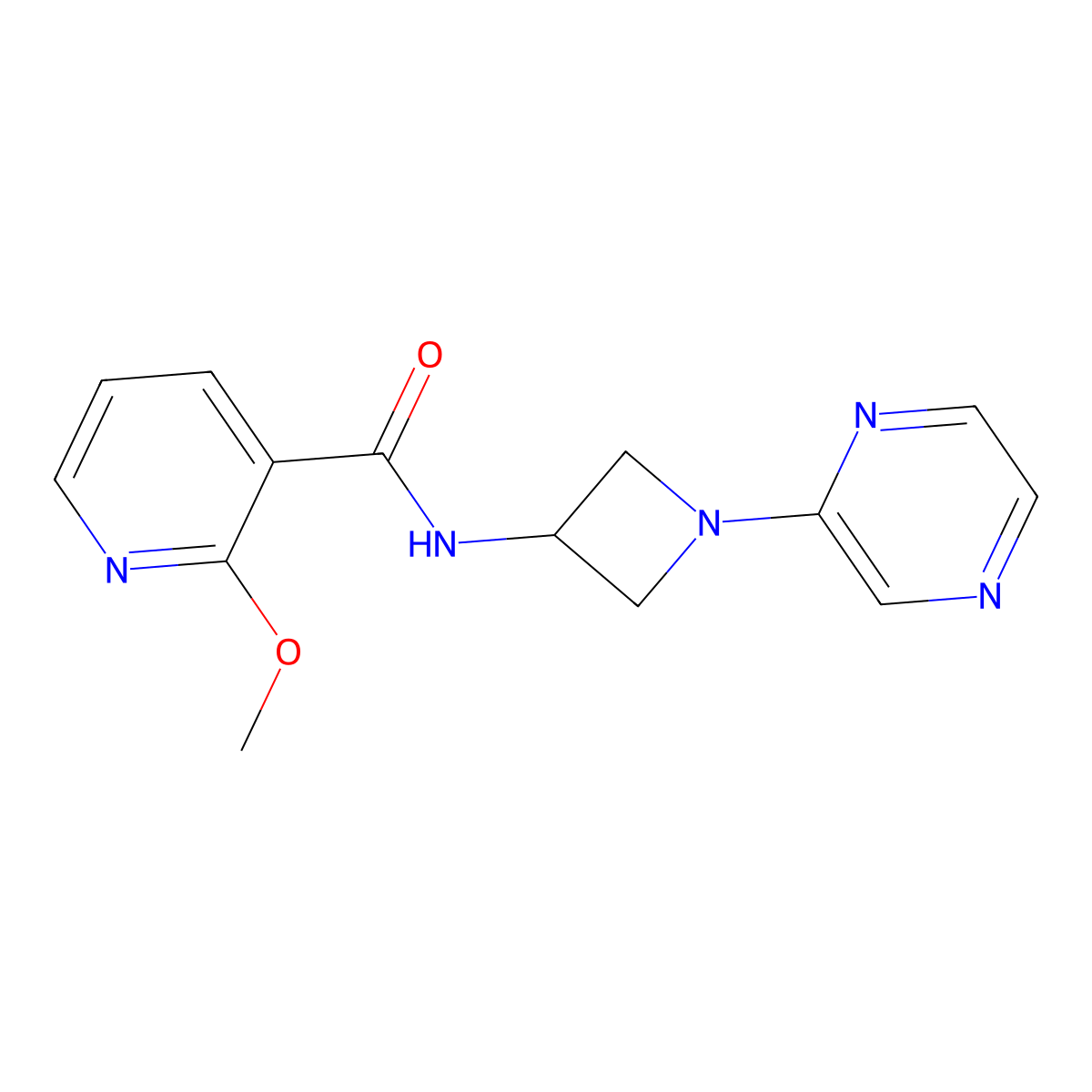 2-methoxy-N-[1-(pyrazin-2-yl)azetidin-3-yl]pyridine-3-carboxamide molecular structure, CAS 2415512-65-9