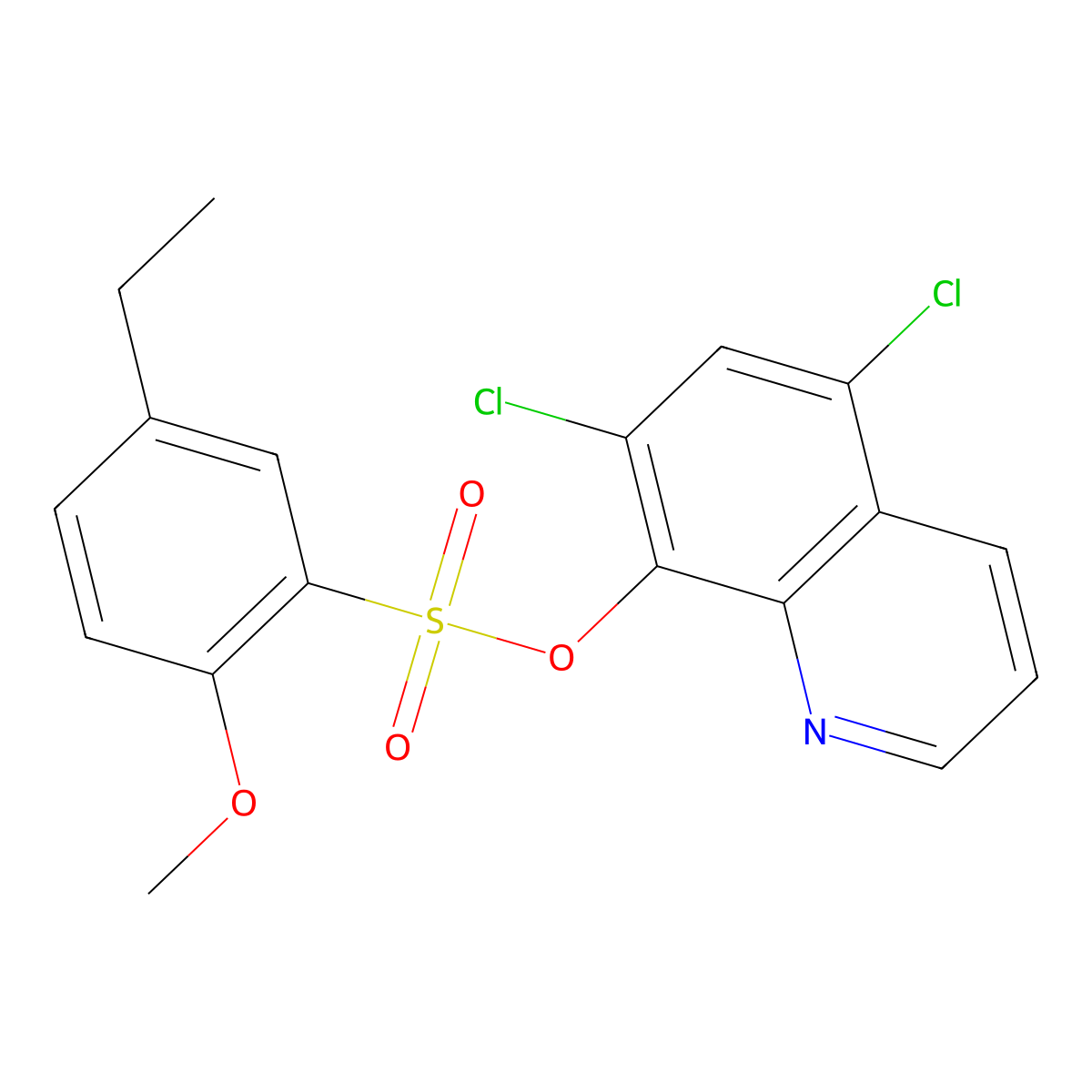 5,7-Dichloroquinolin-8-yl 5-ethyl-2-methoxybenzene-1-sulfonate molecular structure, CAS 2415512-66-0
