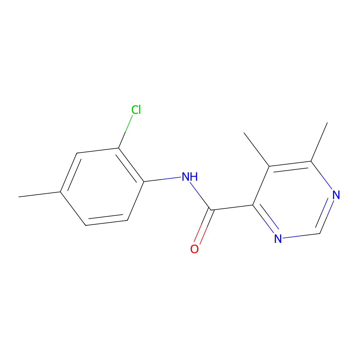 N-(2-Chloro-4-methylphenyl)-5,6-dimethylpyrimidine-4-carboxamide molecular structure, CAS 2415512-67-1