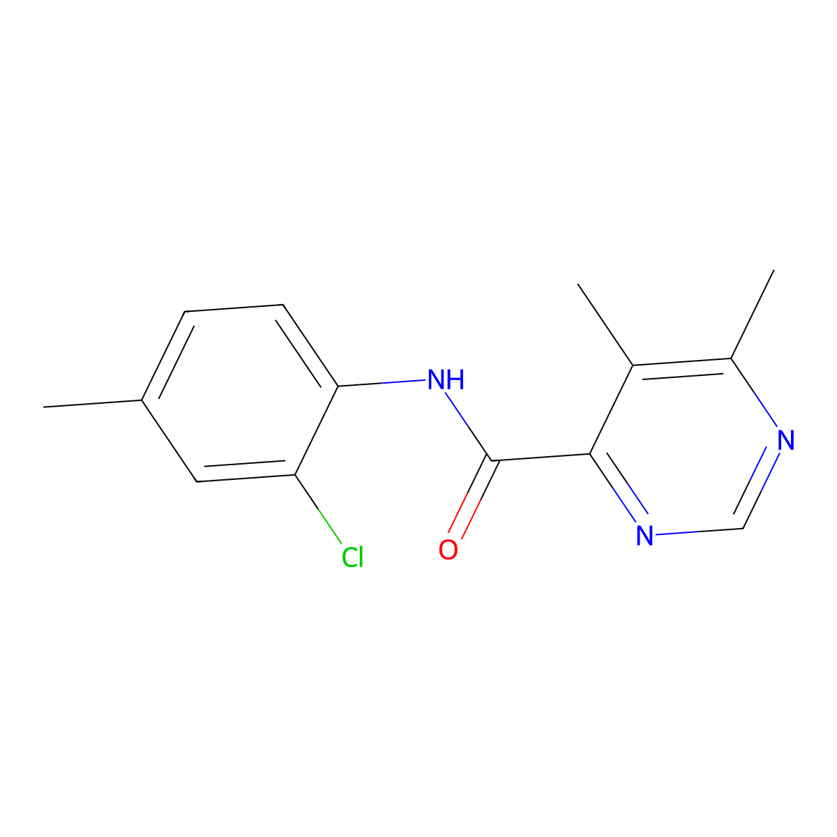 N-(2-Chloro-4-methylphenyl)-5,6-dimethylpyrimidine-4-carboxamide molecular structure, CAS 2415512-67-1