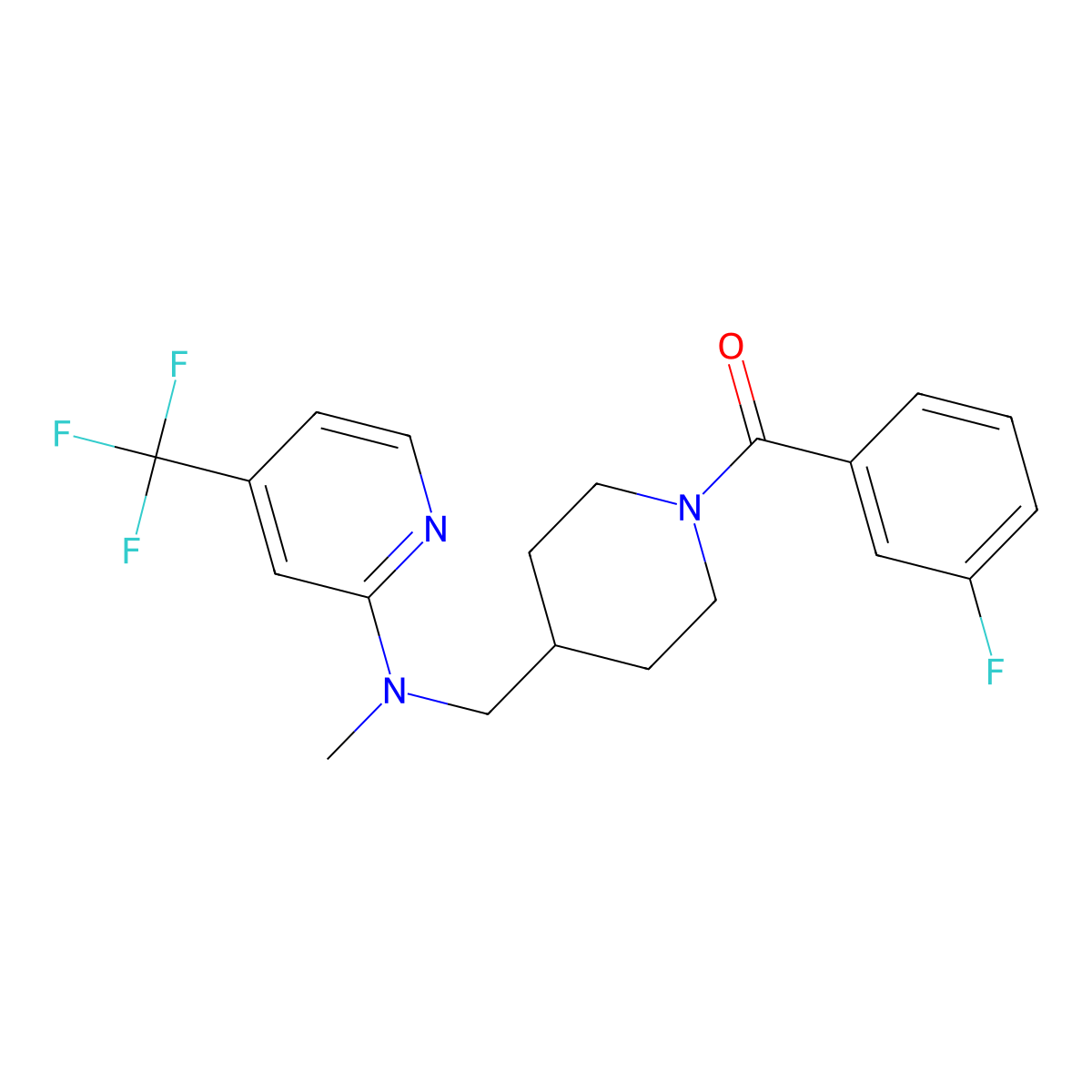N-{[1-(3-fluorobenzoyl)piperidin-4-yl]methyl}-N-methyl-4-(trifluoromethyl)pyridin-2-amine molecular structure, CAS 2415512-73-9