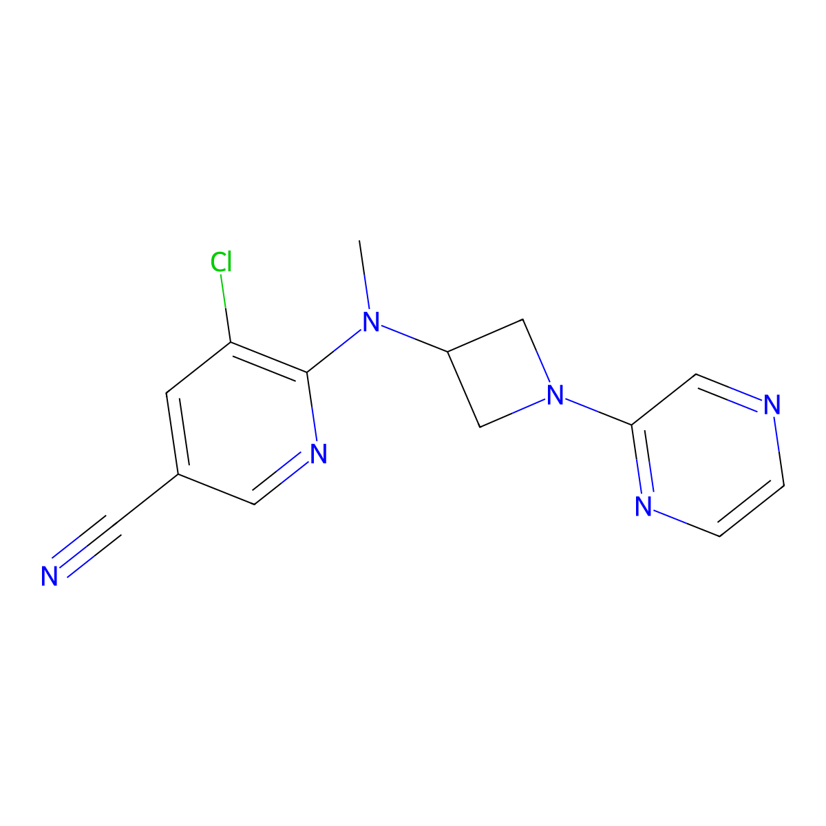 5-Chloro-6-{methyl[1-(pyrazin-2-yl)azetidin-3-yl]amino}pyridine-3-carbonitrile molecular structure, CAS 2415512-85-3