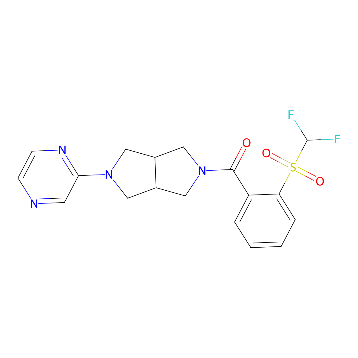 2-[5-(2-Difluoromethanesulfonylbenzoyl)-octahydropyrrolo[3,4-c]pyrrol-2-yl]pyrazine molecular structure, CAS 2415512-86-4