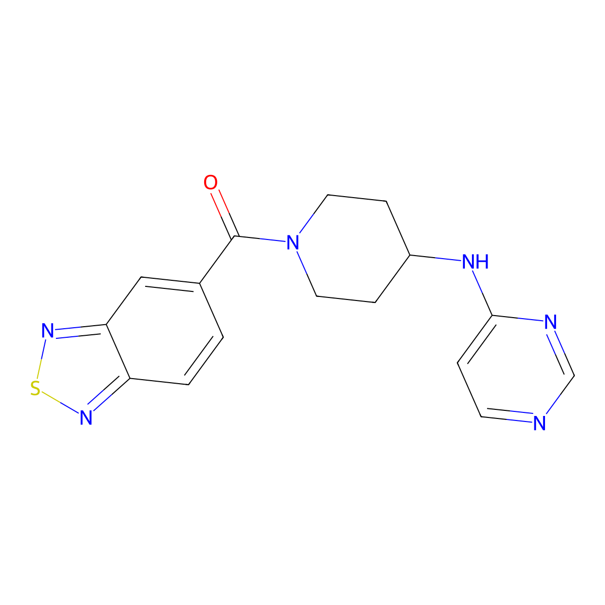 N-[1-(2,1,3-benzothiadiazole-5-carbonyl)piperidin-4-yl]pyrimidin-4-amine molecular structure, CAS 2415512-87-5