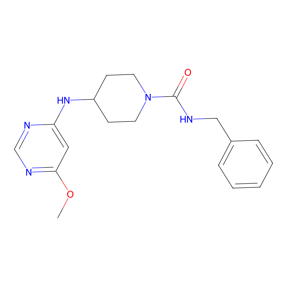 N-Benzyl-4-[(6-methoxypyrimidin-4-yl)amino]piperidine-1-carboxamide molecular structure, CAS 2415512-90-0
