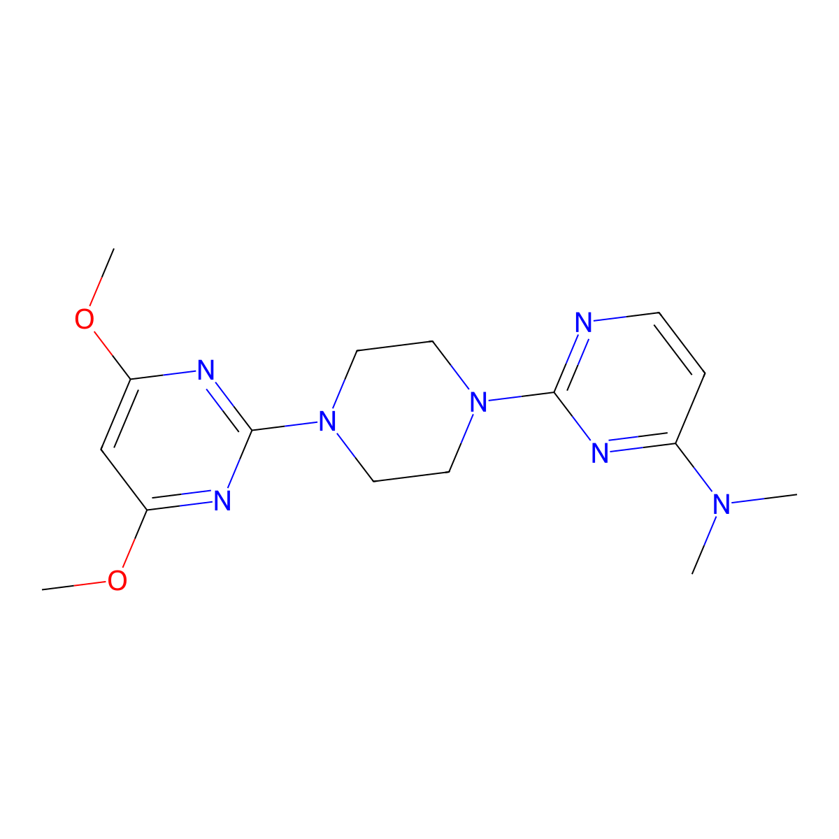 2-[4-(4,6-dimethoxypyrimidin-2-yl)piperazin-1-yl]-N,N-dimethylpyrimidin-4-amine molecular structure, CAS 2415512-91-1