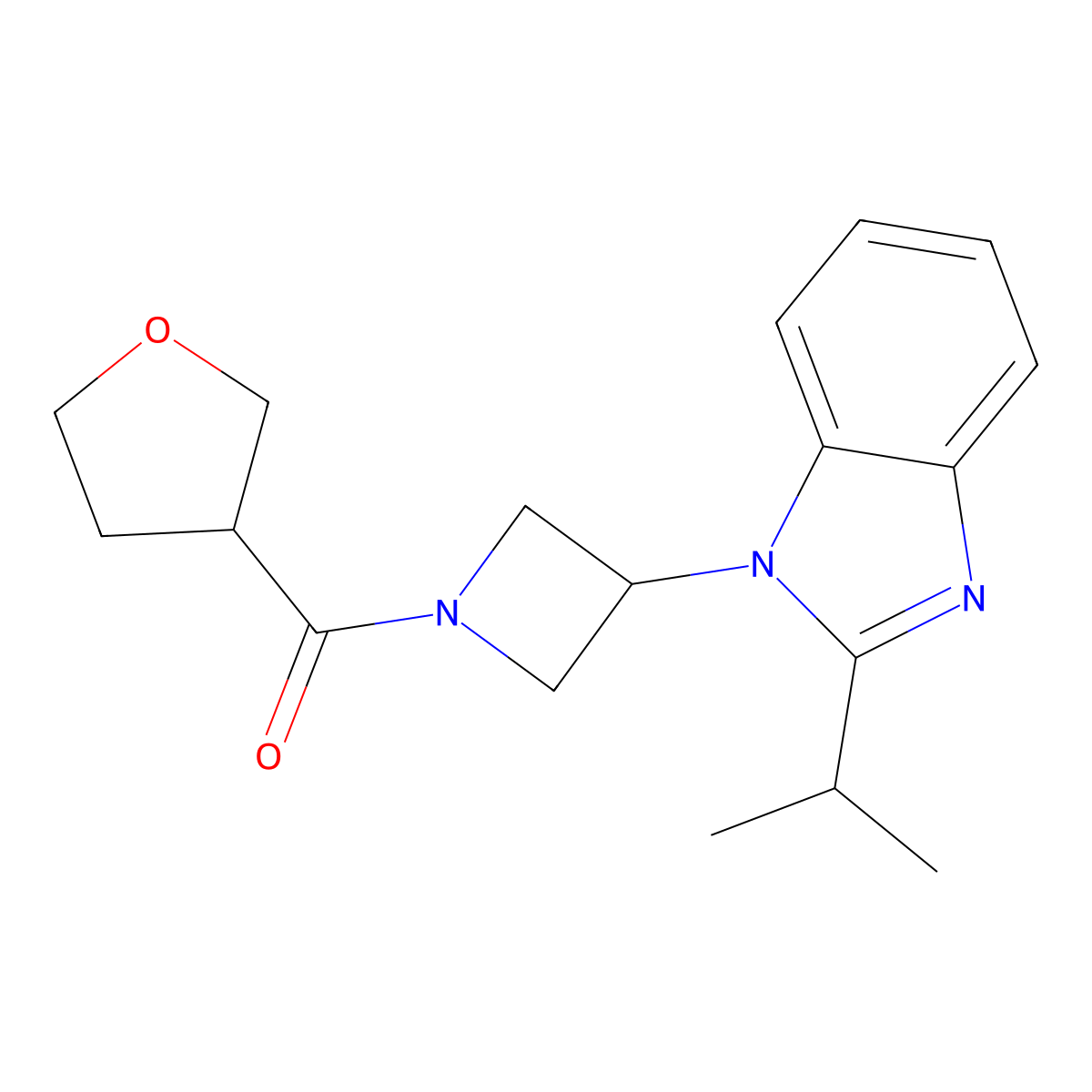 1-[1-(oxolane-3-carbonyl)azetidin-3-yl]-2-(propan-2-yl)-1H-1,3-benzodiazole molecular structure, CAS 2415512-94-4