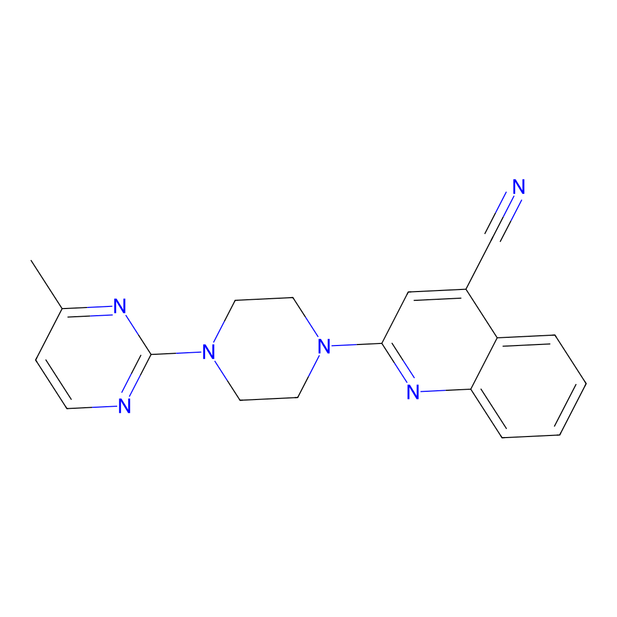 2-[4-(4-Methylpyrimidin-2-yl)piperazin-1-yl]quinoline-4-carbonitrile molecular structure, CAS 2415512-96-6