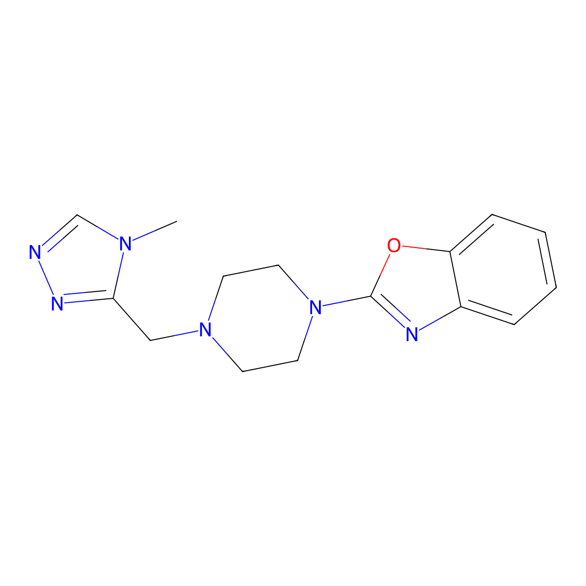 2-{4-[(4-methyl-4H-1,2,4-triazol-3-yl)methyl]piperazin-1-yl}-1,3-benzoxazole molecular structure, CAS 2415512-99-9