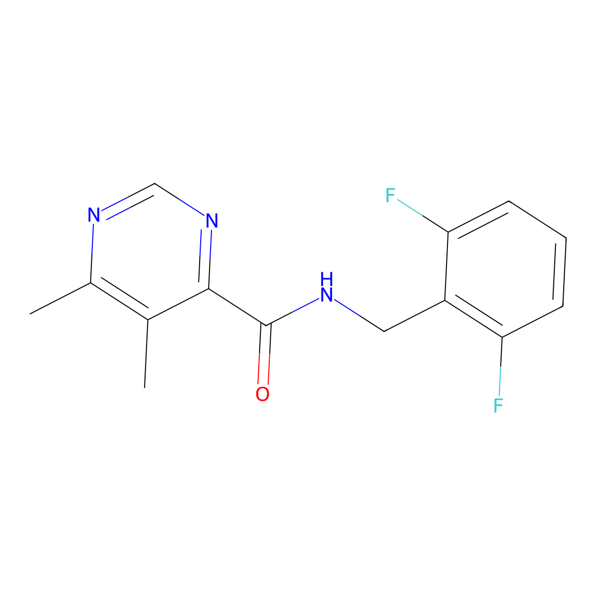 N-[(2,6-Difluorophenyl)methyl]-5,6-dimethylpyrimidine-4-carboxamide molecular structure, CAS 2415513-00-5