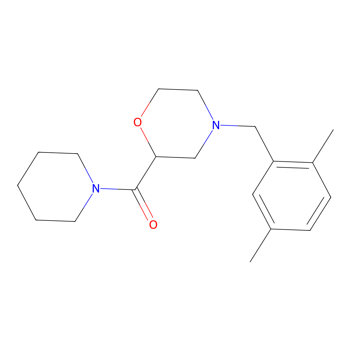 4-[(2,5-Dimethylphenyl)methyl]-2-(piperidine-1-carbonyl)morpholine molecular structure, CAS 2415513-07-2