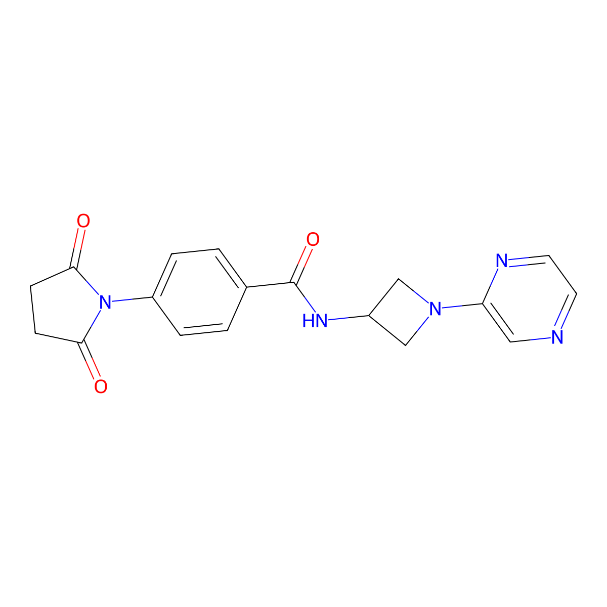 4-(2,5-dioxopyrrolidin-1-yl)-N-[1-(pyrazin-2-yl)azetidin-3-yl]benzamide molecular structure, CAS 2415513-08-3