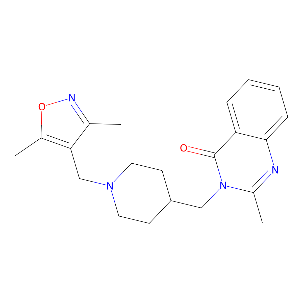3-({1-[(3,5-Dimethyl-1,2-oxazol-4-yl)methyl]piperidin-4-yl}methyl)-2-methyl-3,4-dihydroquinazolin-4-one molecular structure, CAS 2415513-13-0