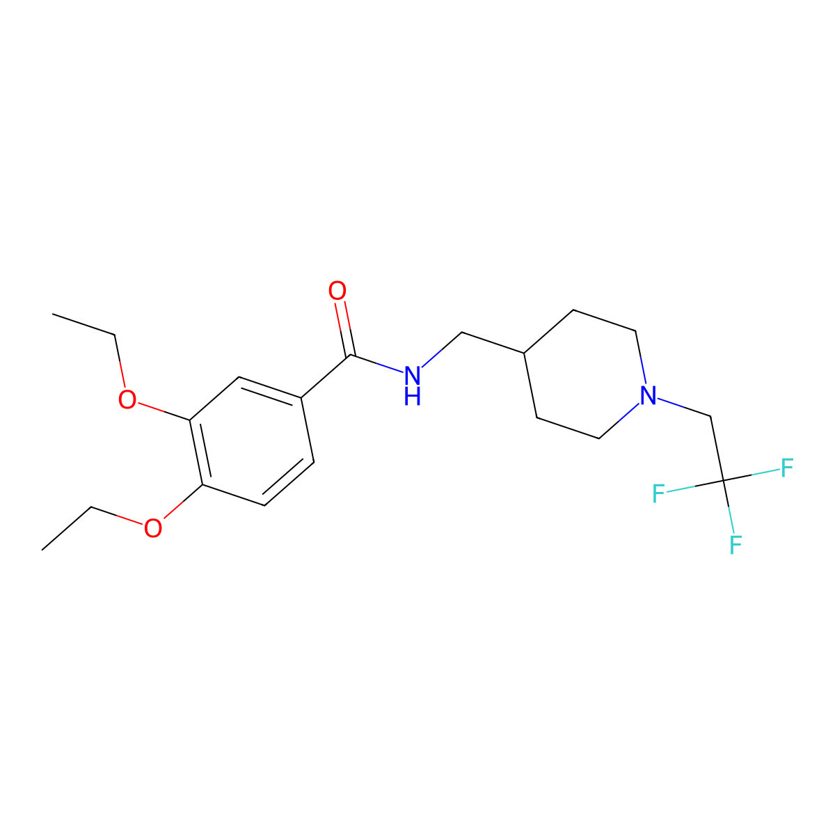 3,4-diethoxy-N-{[1-(2,2,2-trifluoroethyl)piperidin-4-yl]methyl}benzamide molecular structure, CAS 2415513-14-1