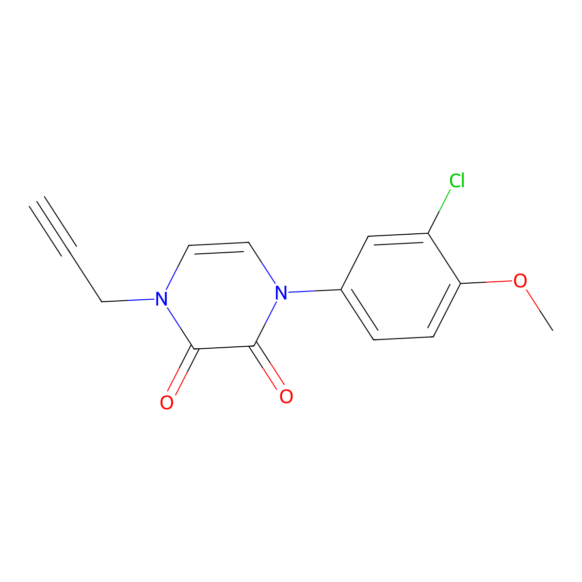 1-(3-Chloro-4-methoxyphenyl)-4-(prop-2-yn-1-yl)-1,2,3,4-tetrahydropyrazine-2,3-dione molecular structure, CAS 2415513-19-6