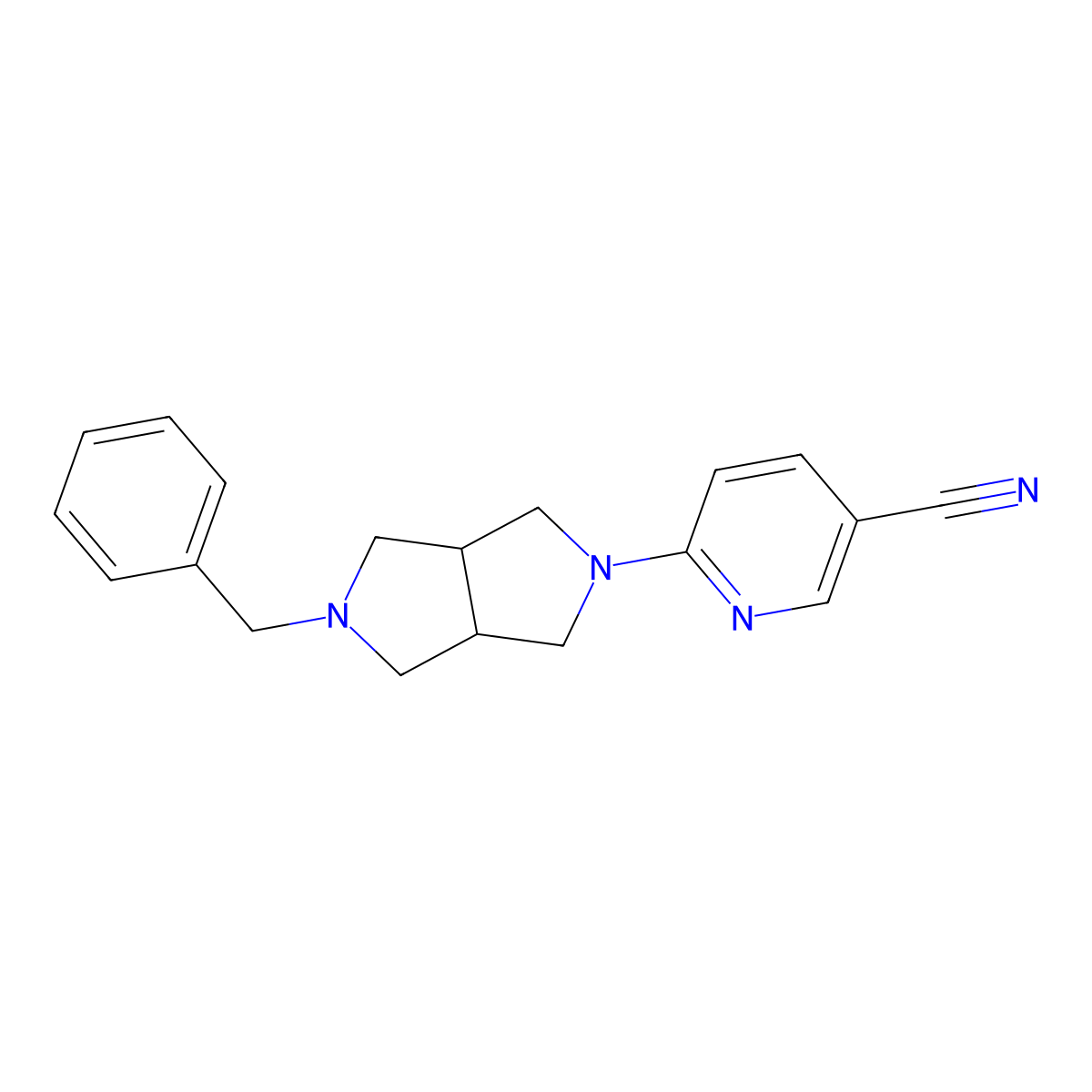 6-{5-Benzyl-octahydropyrrolo[3,4-c]pyrrol-2-yl}pyridine-3-carbonitrile molecular structure, CAS 2415513-34-5