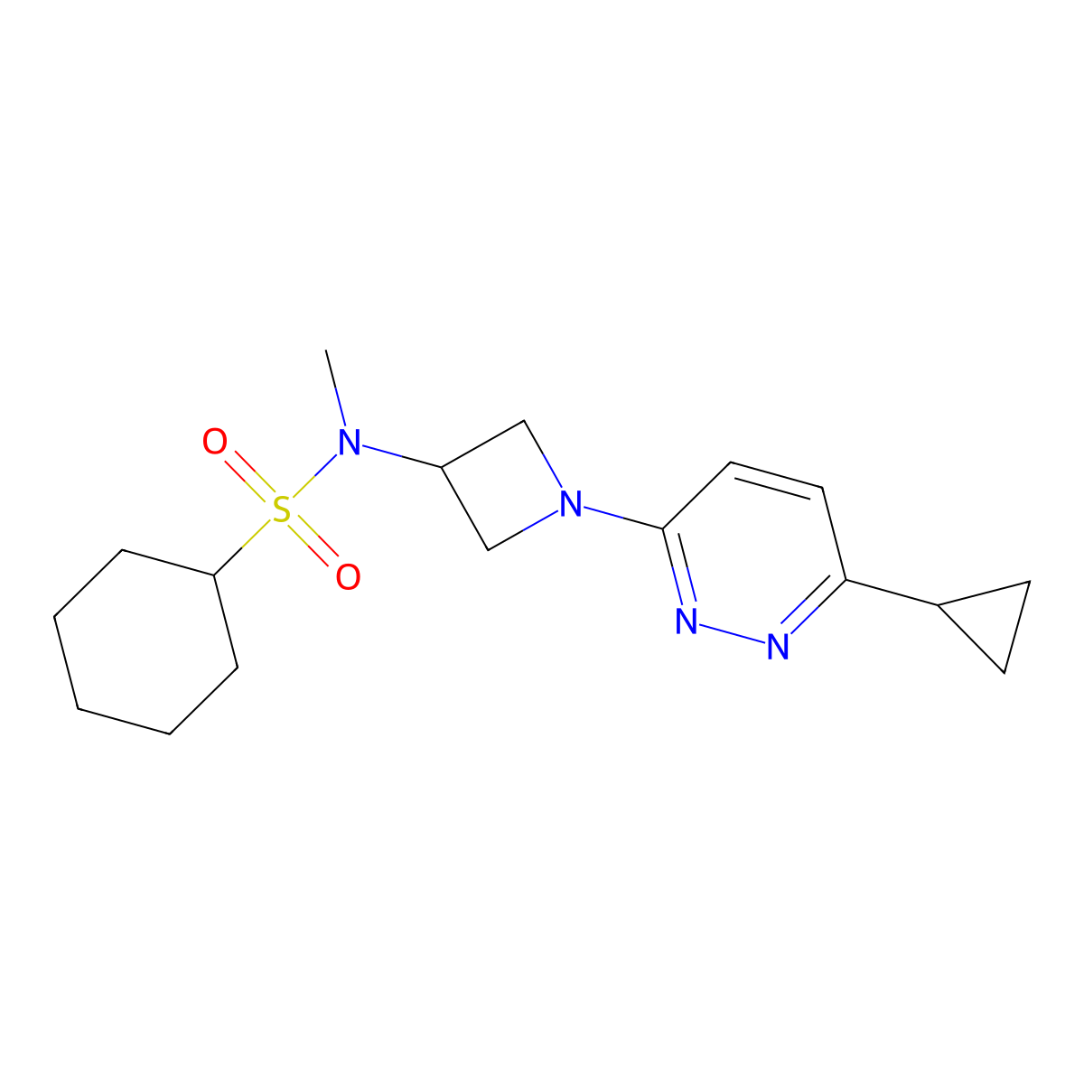N-[1-(6-Cyclopropylpyridazin-3-yl)azetidin-3-yl]-N-methylcyclohexanesulfonamide molecular structure, CAS 2415513-46-9