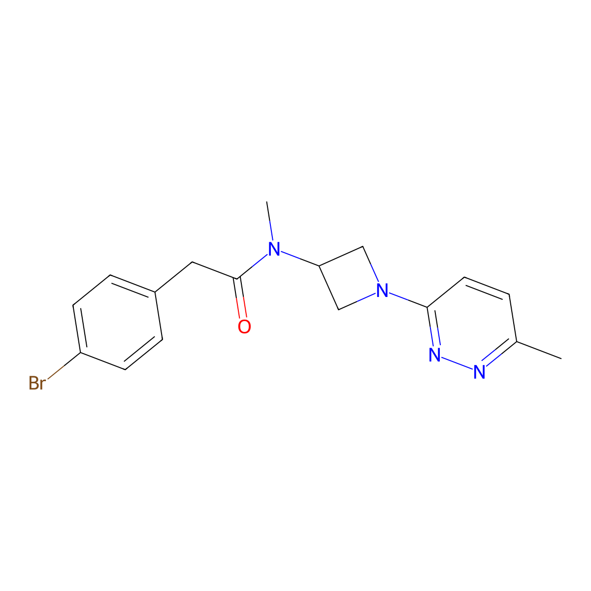 2-(4-bromophenyl)-N-methyl-N-[1-(6-methylpyridazin-3-yl)azetidin-3-yl]acetamide molecular structure, CAS 2415513-53-8