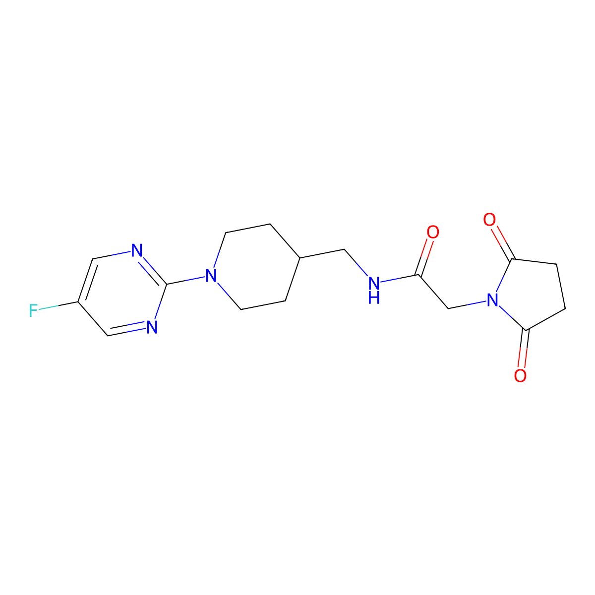 2-(2,5-dioxopyrrolidin-1-yl)-N-{[1-(5-fluoropyrimidin-2-yl)piperidin-4-yl]methyl}acetamide molecular structure, CAS 2415513-61-8