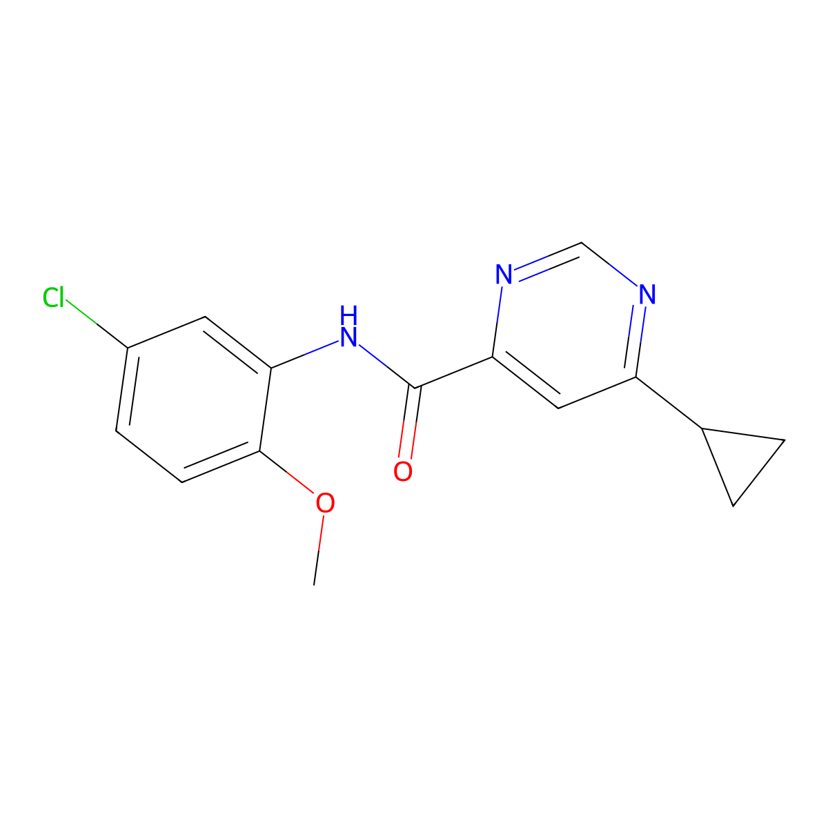 N-(5-Chloro-2-methoxyphenyl)-6-cyclopropylpyrimidine-4-carboxamide molecular structure, CAS 2415513-63-0