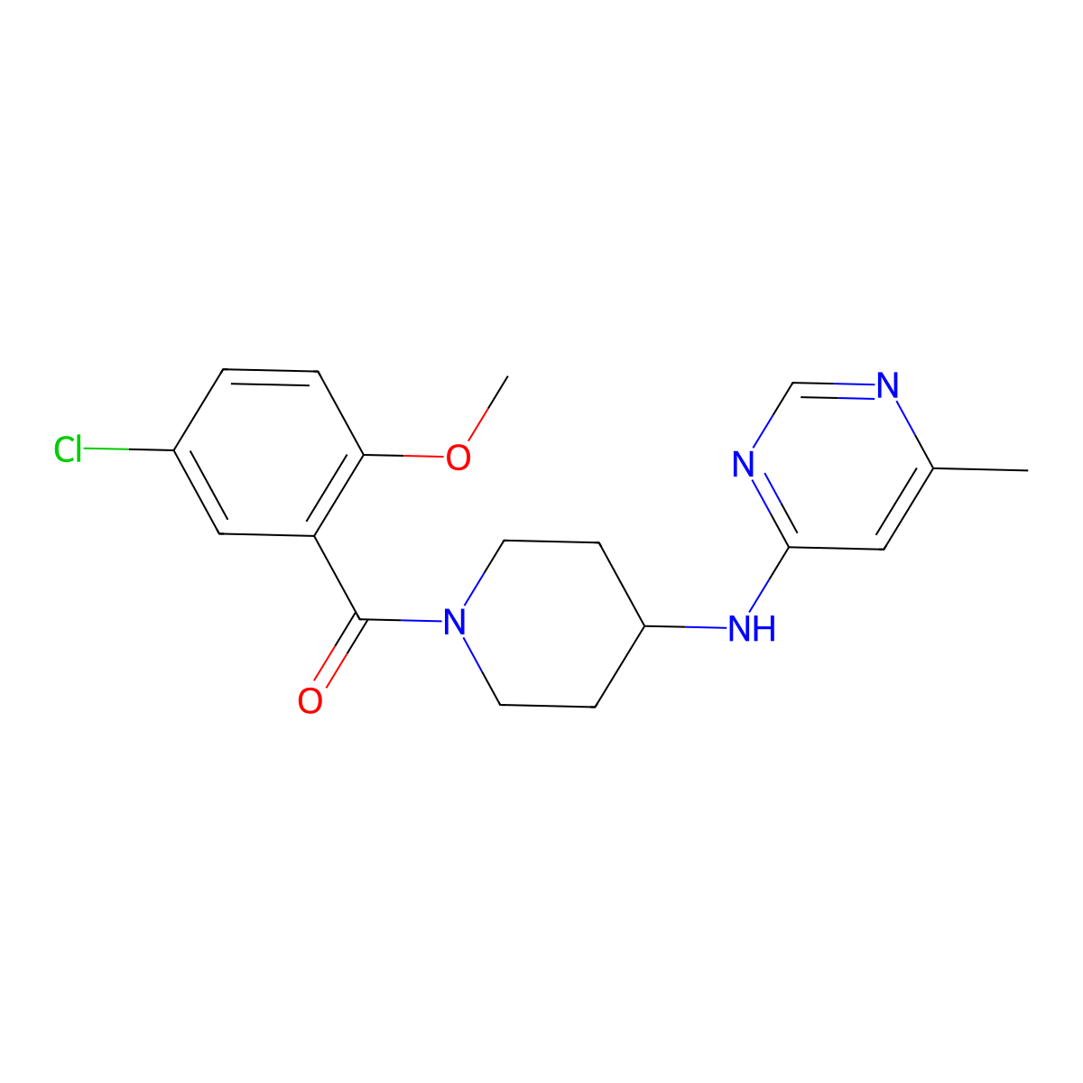 N-[1-(5-chloro-2-methoxybenzoyl)piperidin-4-yl]-6-methylpyrimidin-4-amine molecular structure, CAS 2415513-75-4