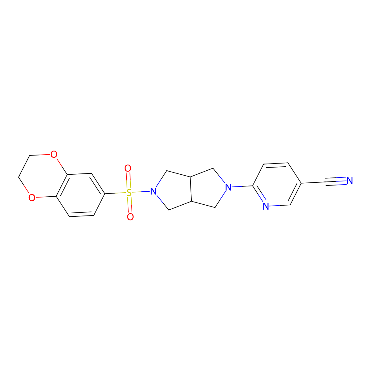6-[5-(2,3-Dihydro-1,4-benzodioxine-6-sulfonyl)-octahydropyrrolo[3,4-c]pyrrol-2-yl]pyridine-3-carbonitrile molecular structure, CAS 2415513-80-1
