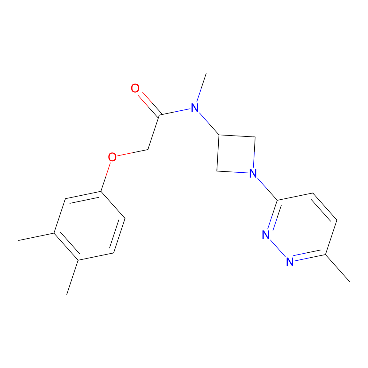 2-(3,4-dimethylphenoxy)-N-methyl-N-[1-(6-methylpyridazin-3-yl)azetidin-3-yl]acetamide molecular structure, CAS 2415513-82-3