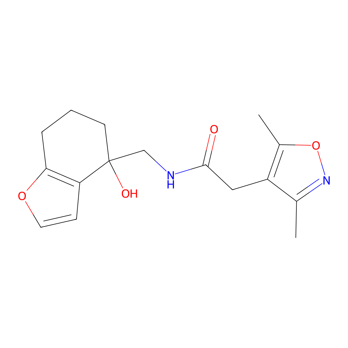 2-(3,5-dimethyl-1,2-oxazol-4-yl)-N-[(4-hydroxy-4,5,6,7-tetrahydro-1-benzofuran-4-yl)methyl]acetamide molecular structure, CAS 2415513-85-6