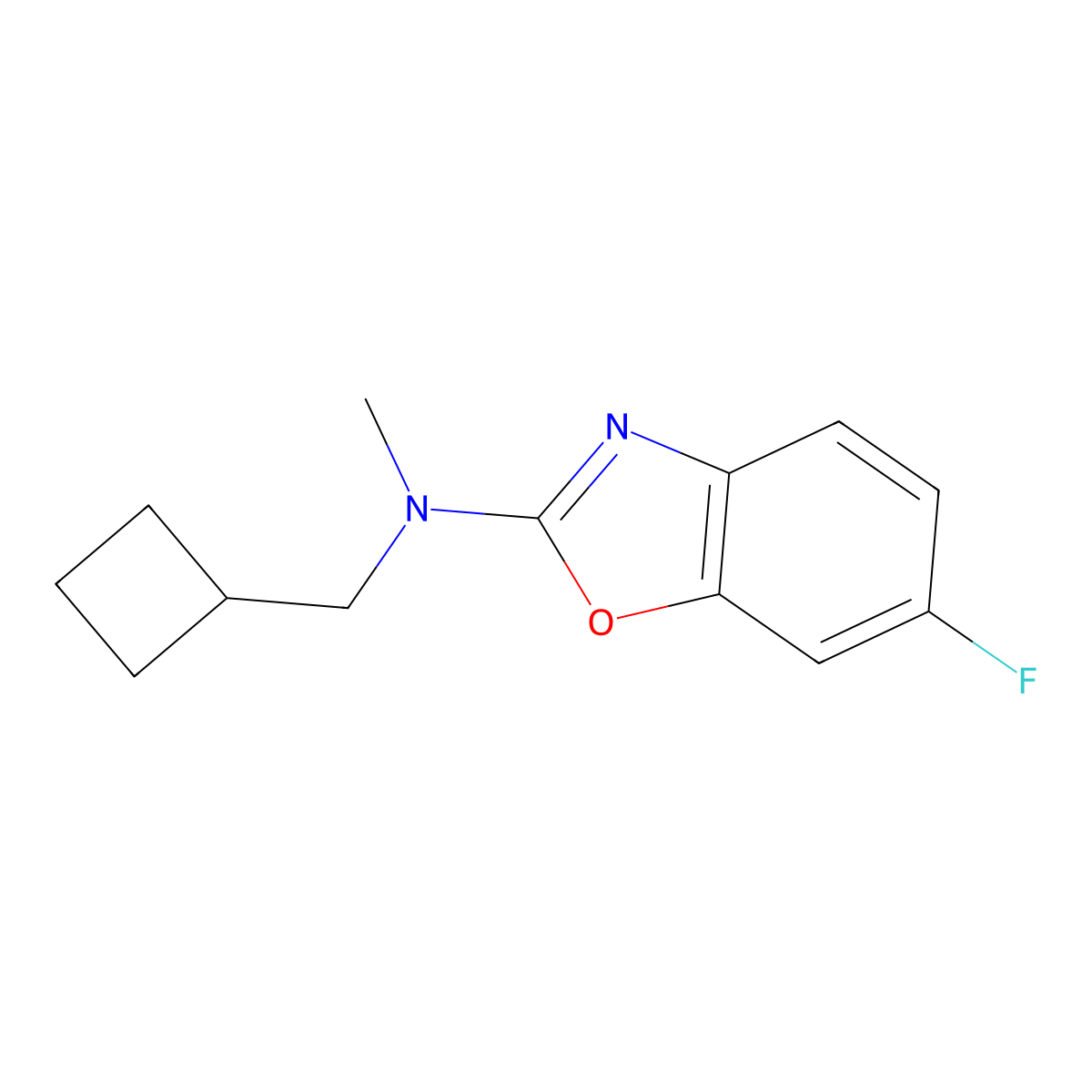 N-(cyclobutylmethyl)-6-fluoro-N-methyl-1,3-benzoxazol-2-amine molecular structure, CAS 2415513-88-9