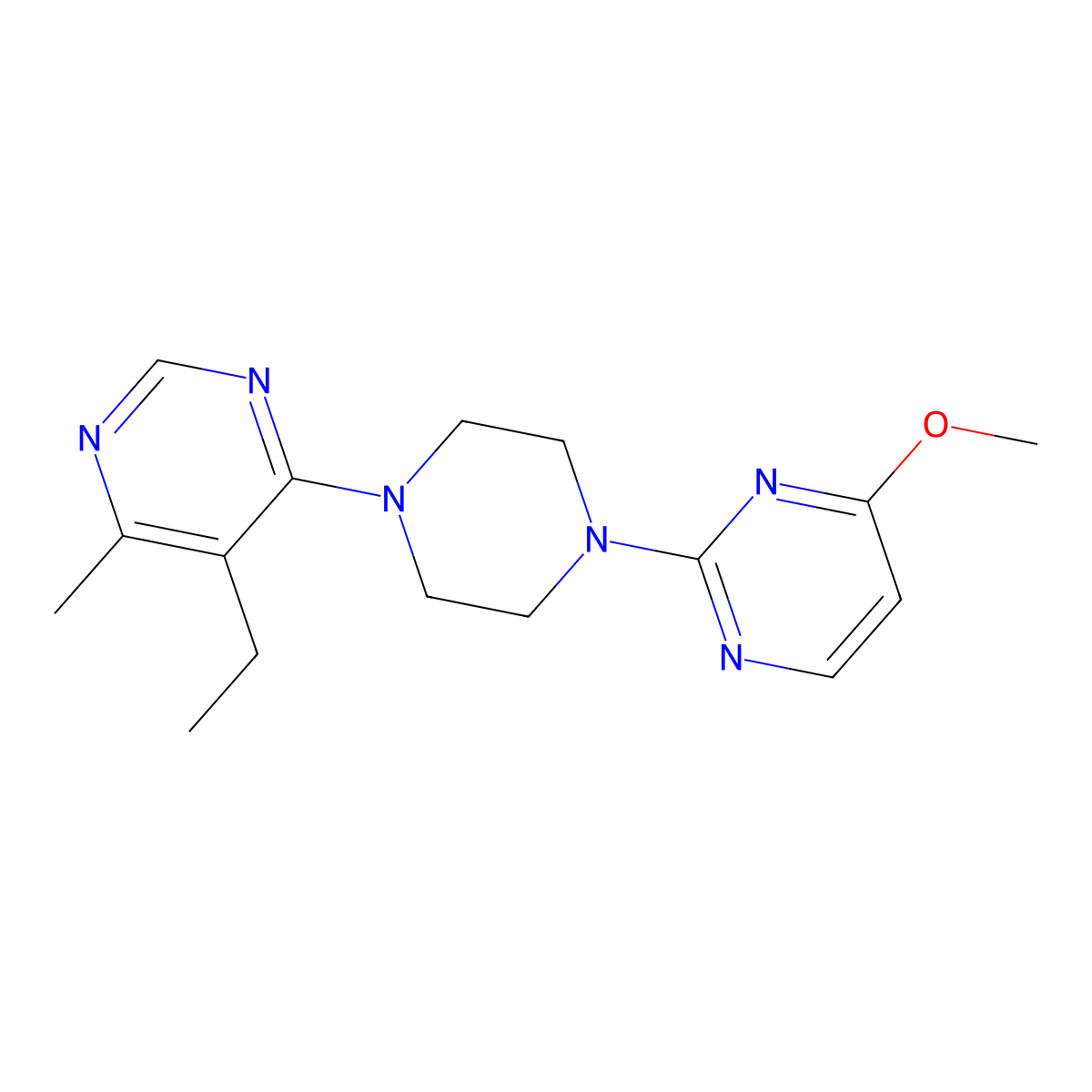 5-Ethyl-4-[4-(4-methoxypyrimidin-2-yl)piperazin-1-yl]-6-methylpyrimidine molecular structure, CAS 2415513-90-3