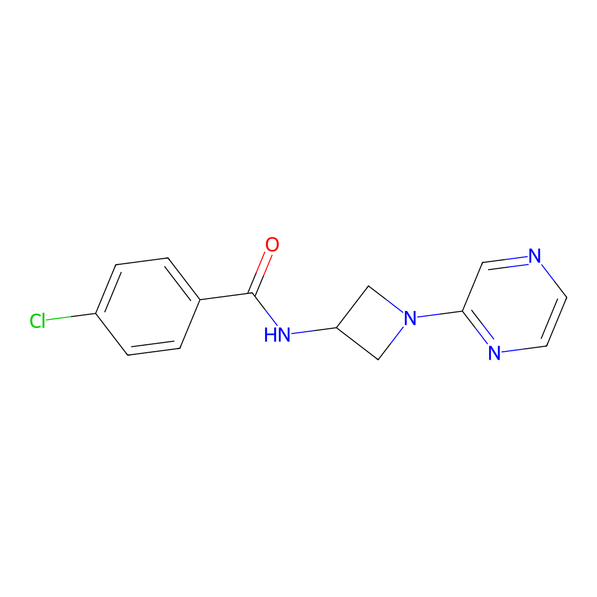 4-chloro-N-[1-(pyrazin-2-yl)azetidin-3-yl]benzamide molecular structure, CAS 2415514-03-1