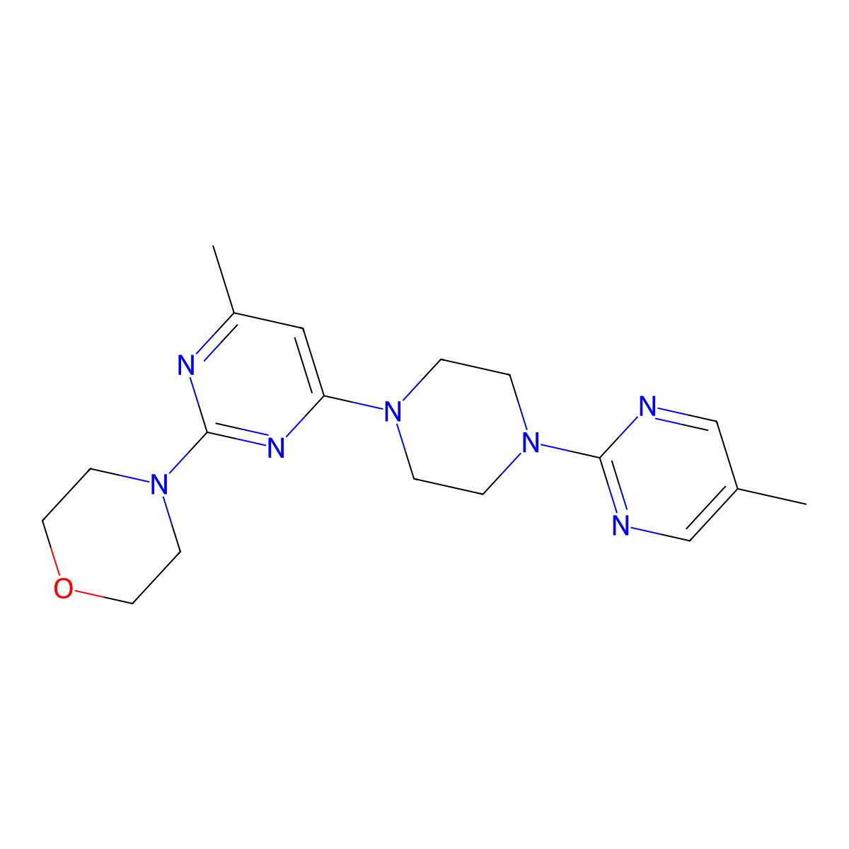 4-{4-Methyl-6-[4-(5-methylpyrimidin-2-yl)piperazin-1-yl]pyrimidin-2-yl}morpholine molecular structure, CAS 2415514-06-4