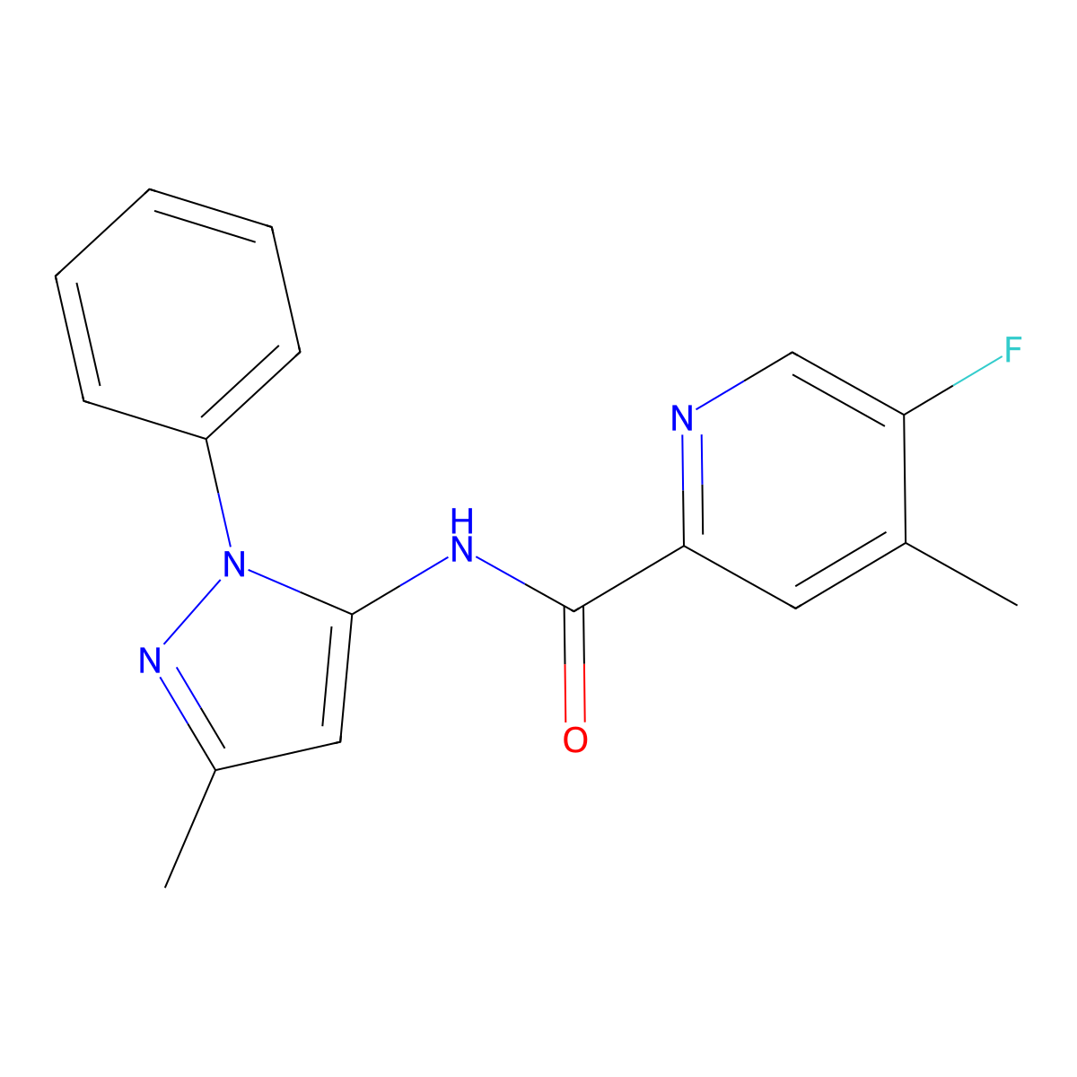 5-fluoro-4-methyl-N-(3-methyl-1-phenyl-1H-pyrazol-5-yl)pyridine-2-carboxamide molecular structure, CAS 2415514-07-5