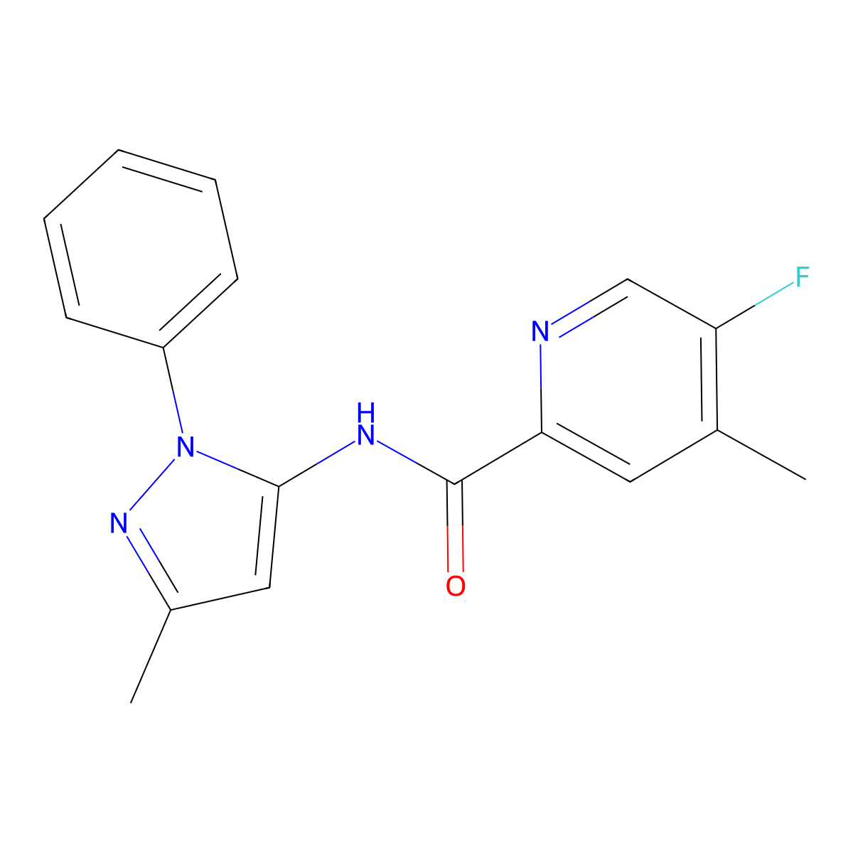 5-fluoro-4-methyl-N-(3-methyl-1-phenyl-1H-pyrazol-5-yl)pyridine-2-carboxamide molecular structure, CAS 2415514-07-5