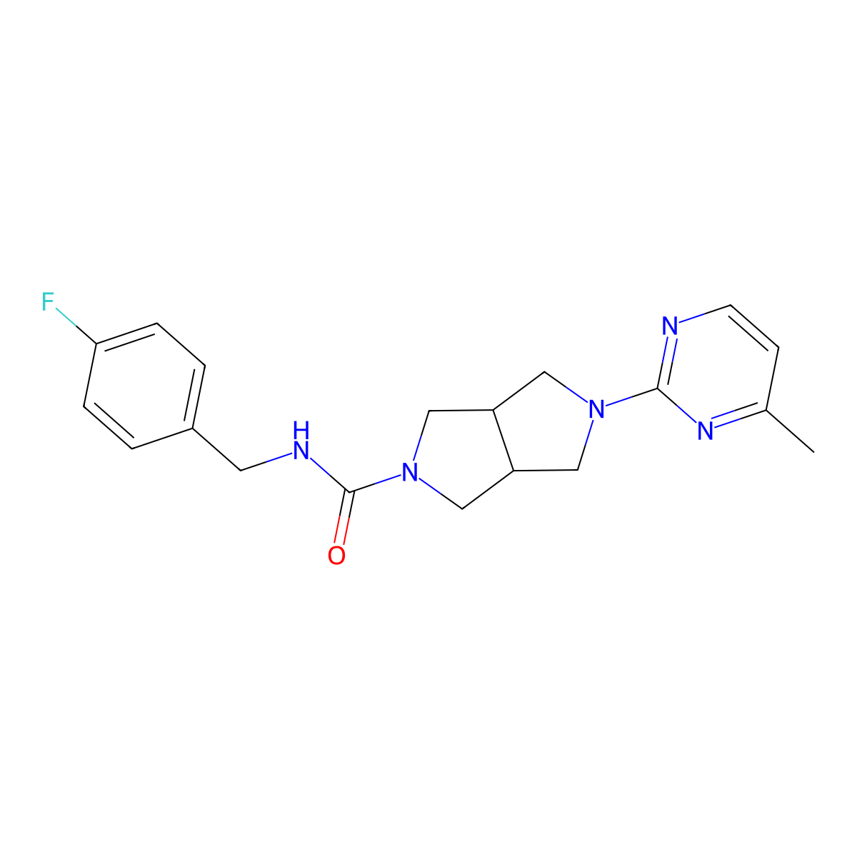N-[(4-fluorophenyl)methyl]-5-(4-methylpyrimidin-2-yl)-octahydropyrrolo[3,4-c]pyrrole-2-carboxamide molecular structure, CAS 2415514-12-2