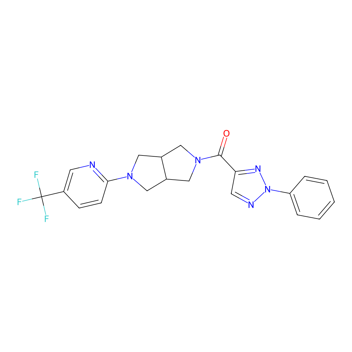 2-[5-(2-phenyl-2H-1,2,3-triazole-4-carbonyl)-octahydropyrrolo[3,4-c]pyrrol-2-yl]-5-(trifluoromethyl)pyridine molecular structure, CAS 2415514-24-6