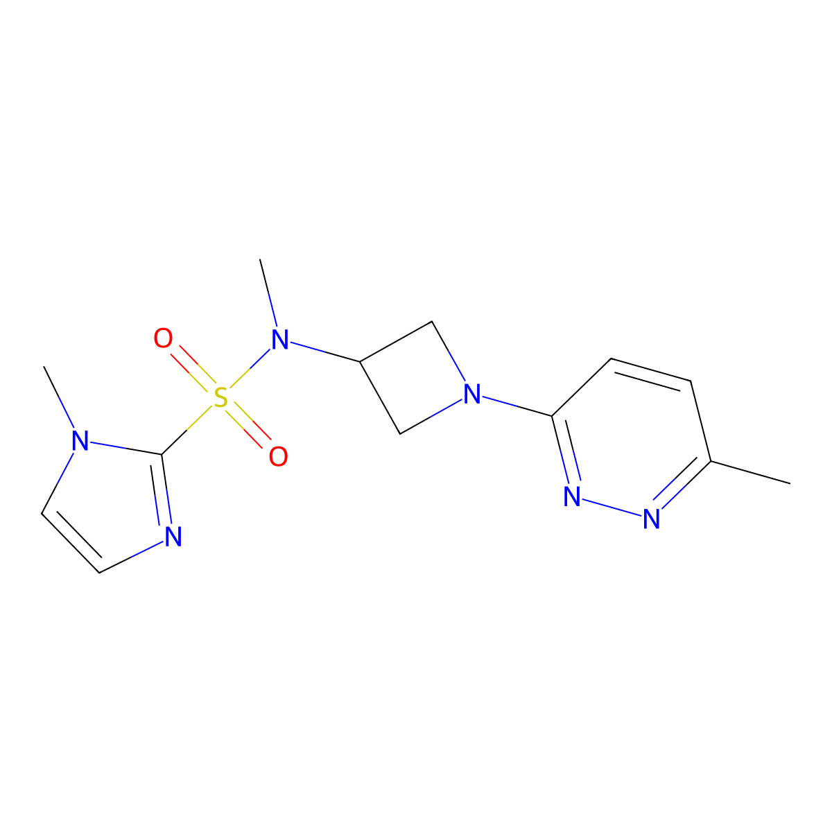 N,1-dimethyl-N-[1-(6-methylpyridazin-3-yl)azetidin-3-yl]-1H-imidazole-2-sulfonamide molecular structure, CAS 2415514-25-7