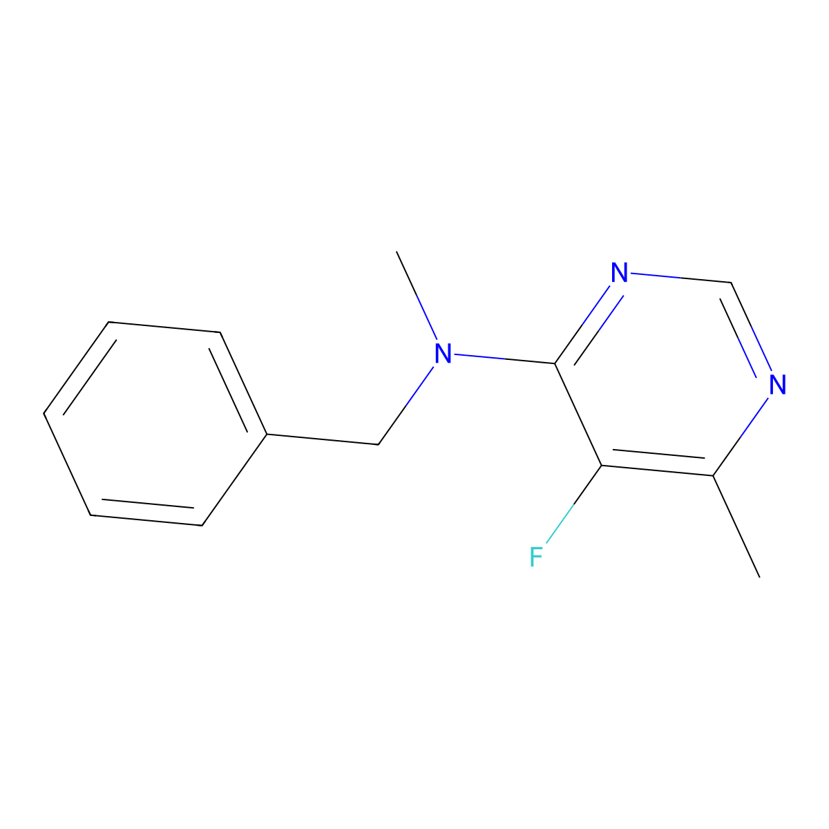 N-benzyl-5-fluoro-N,6-dimethylpyrimidin-4-amine molecular structure, CAS 2415514-27-9